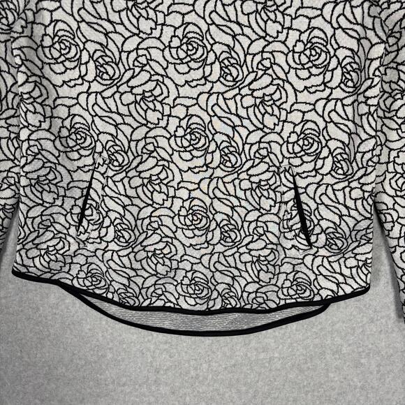 Elle Shirt Small Gray Knit Pockets Textured Feminine Minimalist Cottage Lounge - Picture 3 of 11